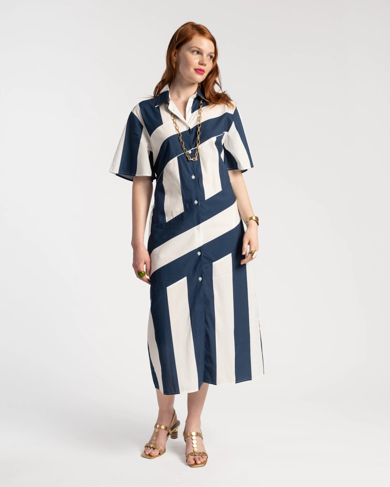 Amanda Shirtdress Stripe Navy White 4 Amanda Shirtdress Stripe Navy White - Image 2