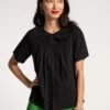 Anabelle Oversized Peter Pan Collar Top Black -Clothing Store ANABELLE TOP BLACK
