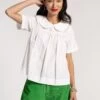 Anabelle Oversized Peter Pan Collar Top White -Clothing Store ANNABELLE TOP WHITE 01