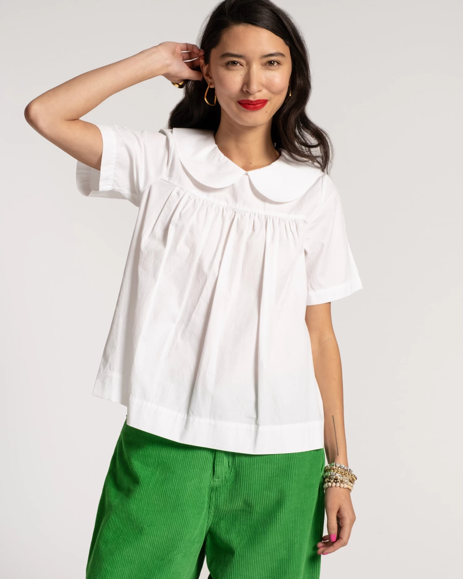 Anabelle Oversized Peter Pan Collar Top White 3 Anabelle Oversized Peter Pan Collar Top White