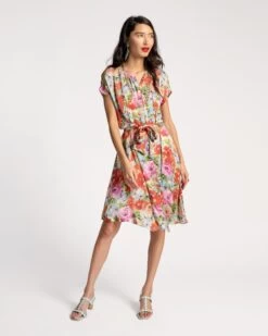 Clothing Store 57 Anna Slope Arm Dress Rose Garden Print
