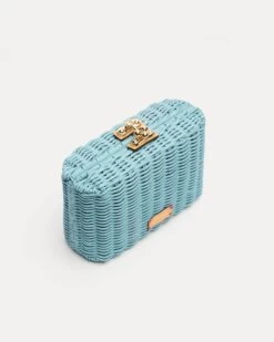 Paige Wicker Box Clutch Light Blue -Clothing Store BCLUTCHW LIGHTBLUE 02
