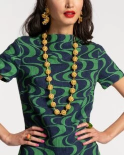 Large Crochet Spheres Necklace Gold 5 Large Crochet Spheres Necklace Gold -Clothing Store BECCA DRESS MARTINI 01