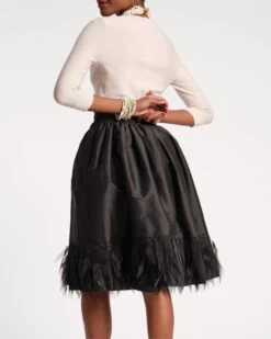Barbara Midi Skirt Feather Fringe Black 8 Barbara Midi Skirt Feather Fringe Black -Clothing Store BLACK FEATHER SKIRT 03