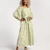 Bliss Maxi Painterly Stripe Cotton Basil White -Clothing Store BLISS MAXI BASIL