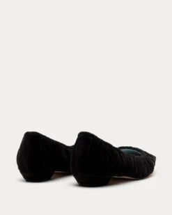 Britta Ruched Flat Velvet Black -Clothing Store BRITTAV BLACK 03
