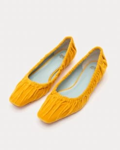 Britta Ruched Flat Velvet Mustard -Clothing Store BRITTAV MUSTARD 04