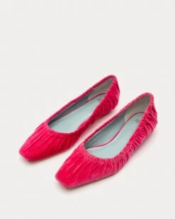 Britta Ruched Flat Velvet Pink -Clothing Store BRITTAV PINK 04