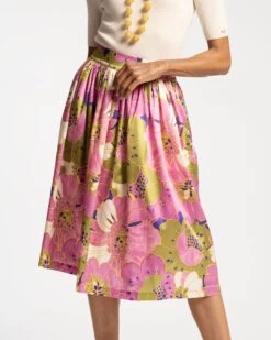 Barbara Midi Skirt African Daisy Print -Clothing Store Barbra Midi Skirt African Daisy 01
