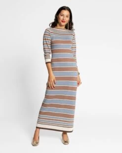 Bianca Maxi Dress Blue Brown