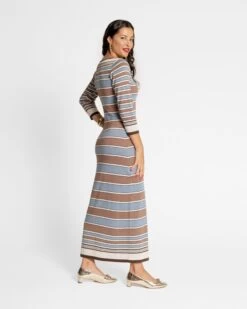 Bianca Maxi Dress Blue Brown -Clothing Store Bianca Dress 04