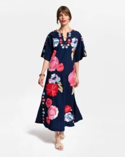 Delightful Caftan Peony Garden Navy Multi 8 Delightful Caftan Peony Garden Navy Multi -Clothing Store CAFTAN PEONYGARDEN 01
