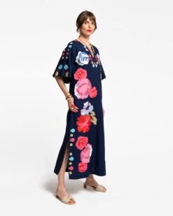 Delightful Caftan Peony Garden Navy Multi 9 Delightful Caftan Peony Garden Navy Multi -Clothing Store CAFTAN PEONYGARDEN 02