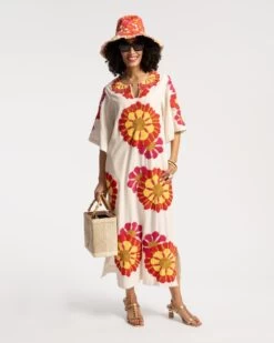 Delightful Caftan Sunrise Oyster Multi -Clothing Store CAFTAN SUNRISE WHITE 01