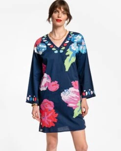 Clothing Store 31 Goldie Tunic Peony Garden Navy Multi