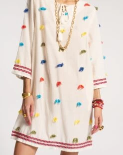 Capri Tunic Dobby Dots 11 Capri Tunic Dobby Dots -Clothing Store CAPRI POMPOM 04