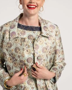 Catherine Coat Metallic Jacquard Light Blue -Clothing Store CATHERINE COAT 02