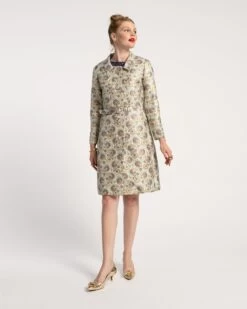 Catherine Coat Metallic Jacquard Light Blue -Clothing Store CATHERINE COAT 03