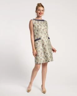 Catherine Dress Metallic Jacquard Light Blue