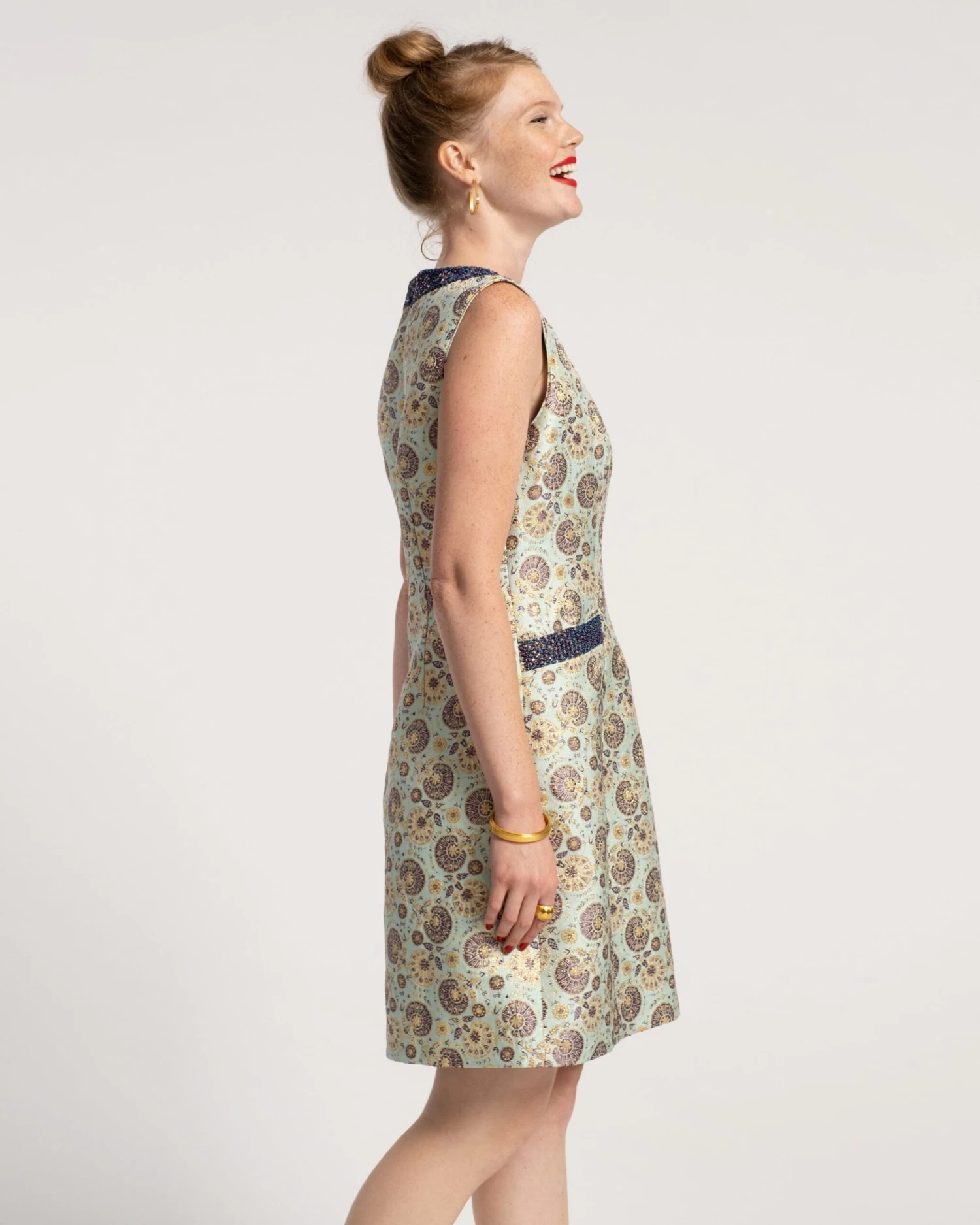 Catherine Dress Metallic Jacquard Light Blue 4 Catherine Dress Metallic Jacquard Light Blue - Image 2