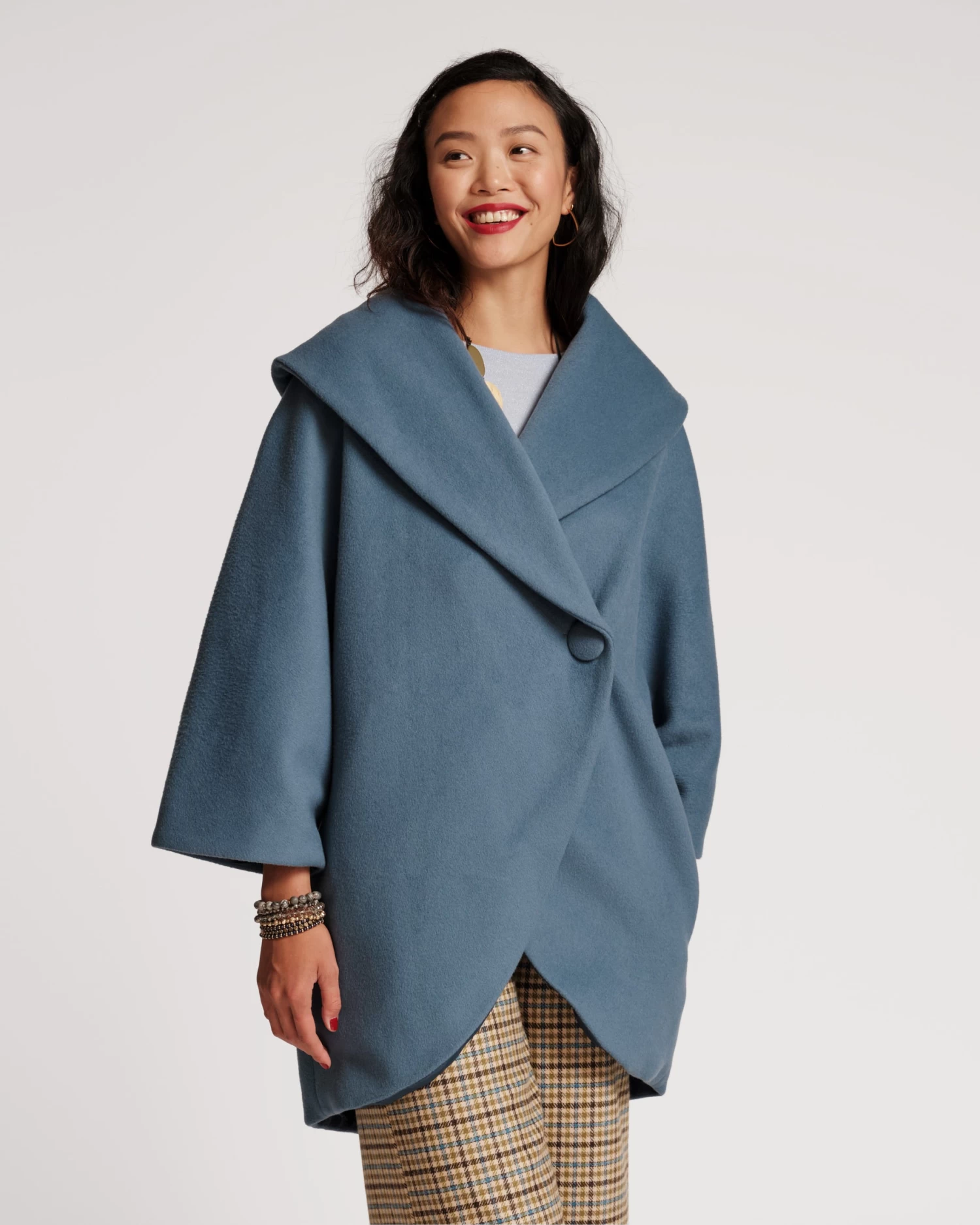 Cocoon Wool Coat Blue 4 Cocoon Wool Coat Blue - Image 2