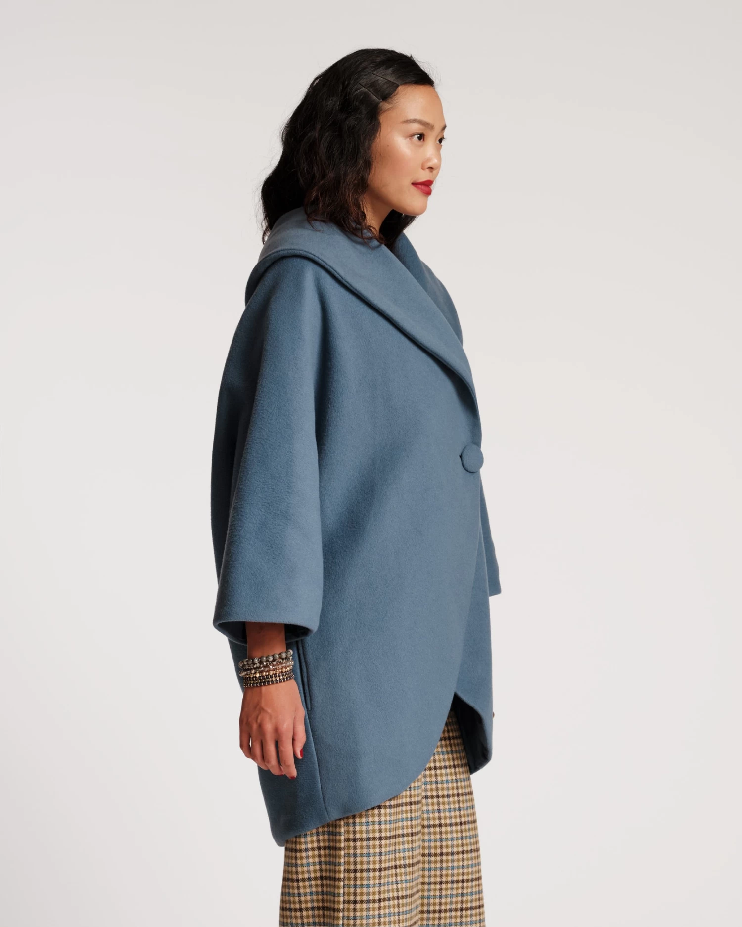 Cocoon Wool Coat Blue 5 Cocoon Wool Coat Blue - Image 3