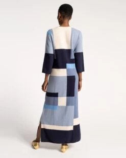 Classic Colorblock Maxi Dress Blue -Clothing Store COLORBLOCK DRESS BLUE 04