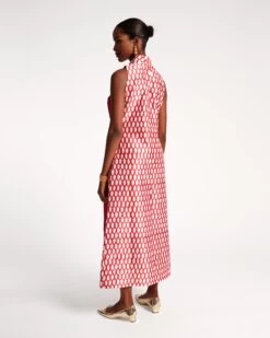 Carlyle Panel Dress Loop Print Oyster Red -Clothing Store Carlisle Dress 02