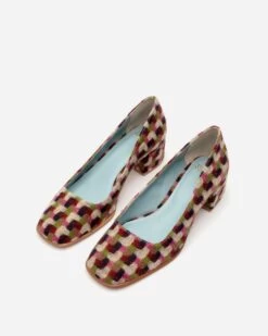 Doll Pump Basketweave Plaid -Clothing Store DOLLBWP PINK MULTI 04