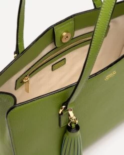 Sami Tote Tumbled Leather Moss Green -Clothing Store DSCF3971
