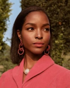 Ruby Crystal Cascading Earrings -Clothing Store DSCF6374 1