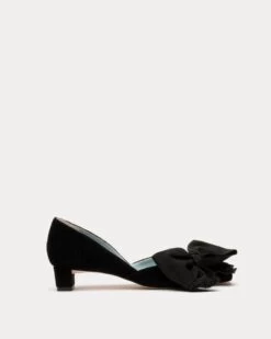 McCall Grace Velvet Bow Mini Block Heel Black