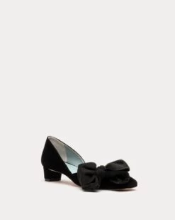 McCall Grace Velvet Bow Mini Block Heel Black -Clothing Store DSCF7813