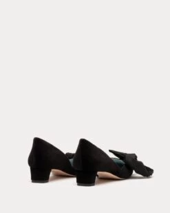 McCall Grace Velvet Bow Mini Block Heel Black -Clothing Store DSCF7815