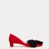 McCall Grace Velvet Bow Mini Block Heel Red 2 McCall Grace Velvet Bow Mini Block Heel Red -Clothing Store DSCF7818