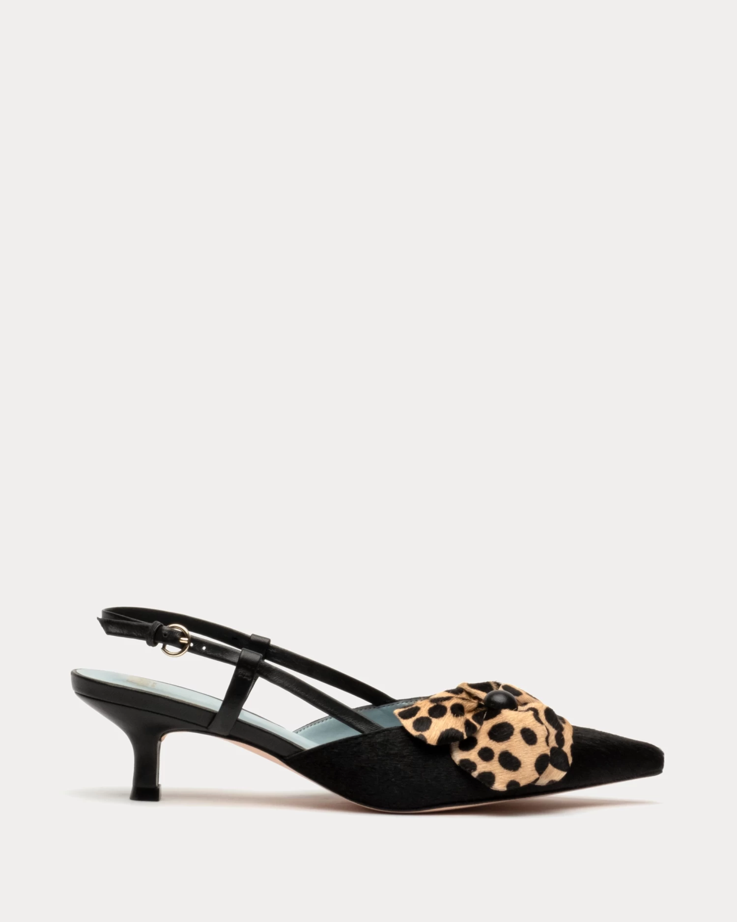 Flower Kitten Heel Black Haircalf 3 Flower Kitten Heel Black Haircalf