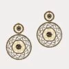 Large Crochet Dream Catcher Earrings Gold Black