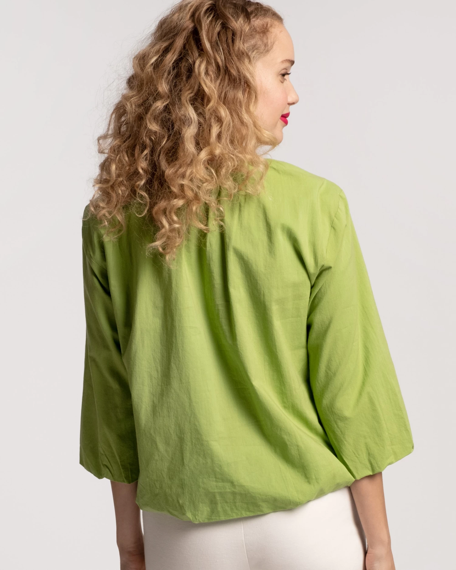 Emily Ruched Flower Top Green 6 Emily Ruched Flower Top Green - Image 4