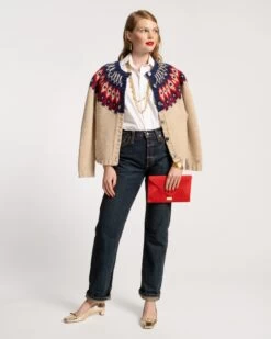 Ella Fair Isle Cardigan Navy Red 10 Ella Fair Isle Cardigan Navy Red -Clothing Store FAIRISLE OATMEAL