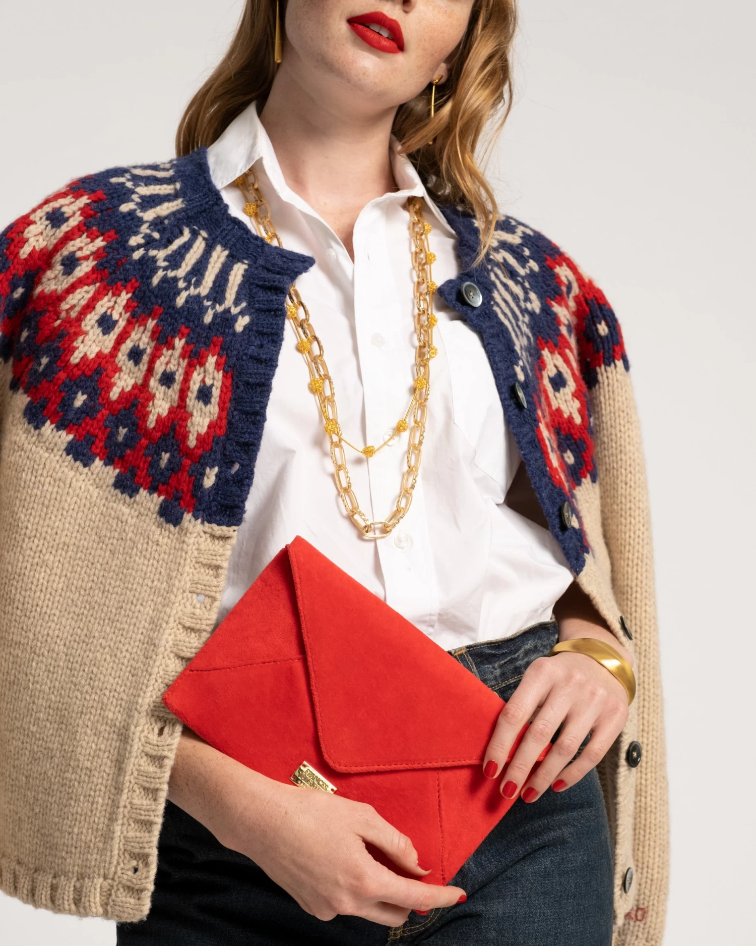 Ella Fair Isle Cardigan Navy Red 8 Ella Fair Isle Cardigan Navy Red - Image 6