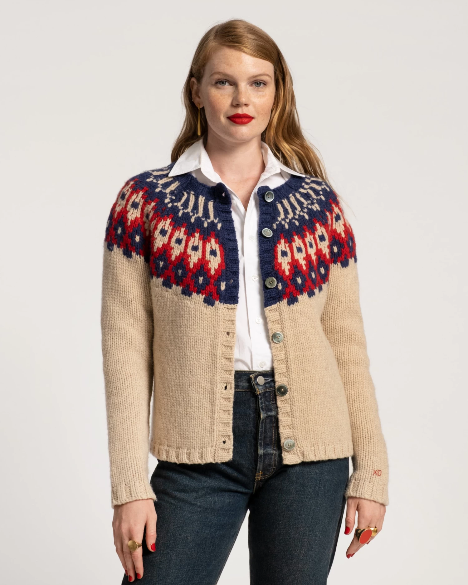 Ella Fair Isle Cardigan Navy Red 3 Ella Fair Isle Cardigan Navy Red