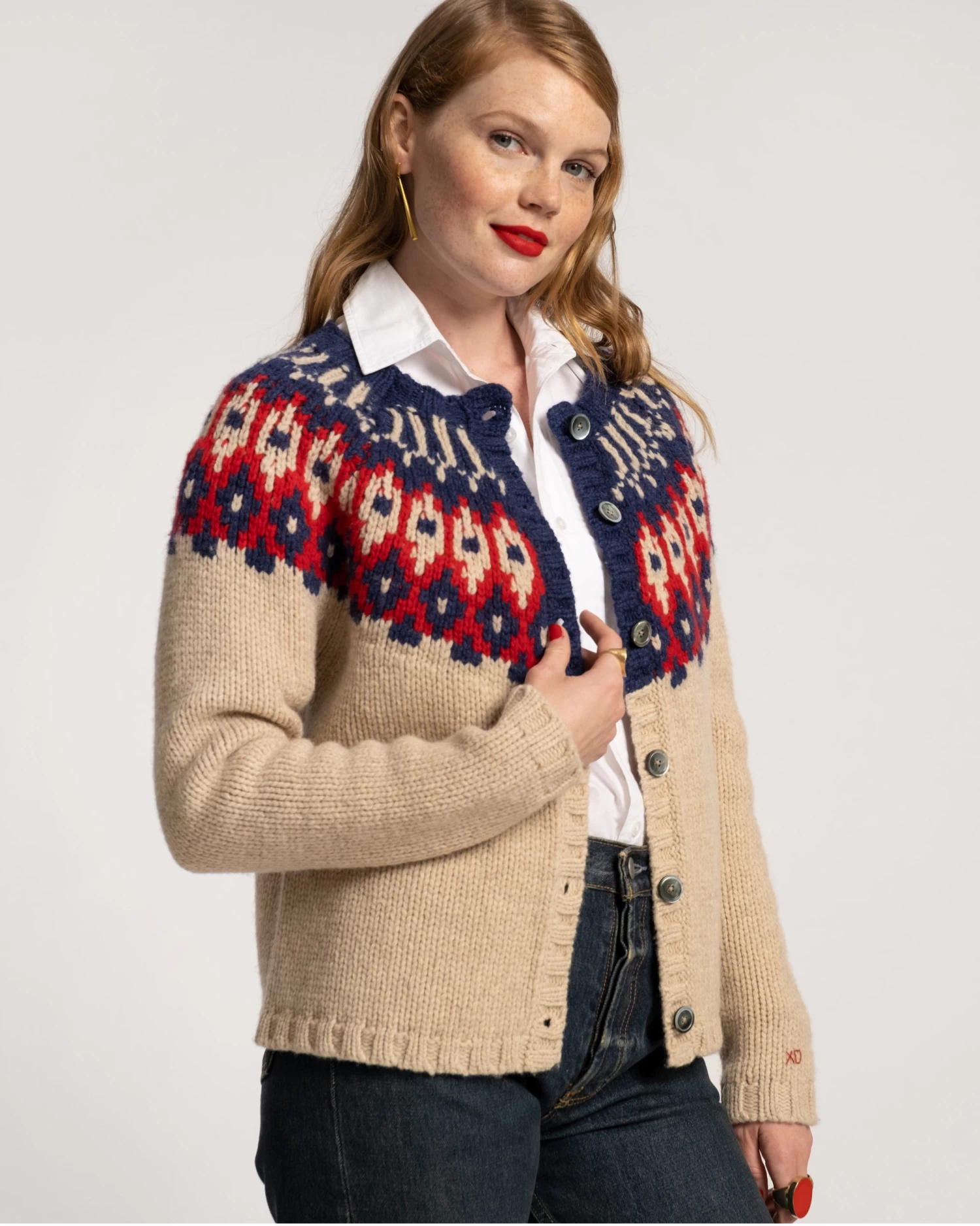 Ella Fair Isle Cardigan Navy Red 6 Ella Fair Isle Cardigan Navy Red - Image 4