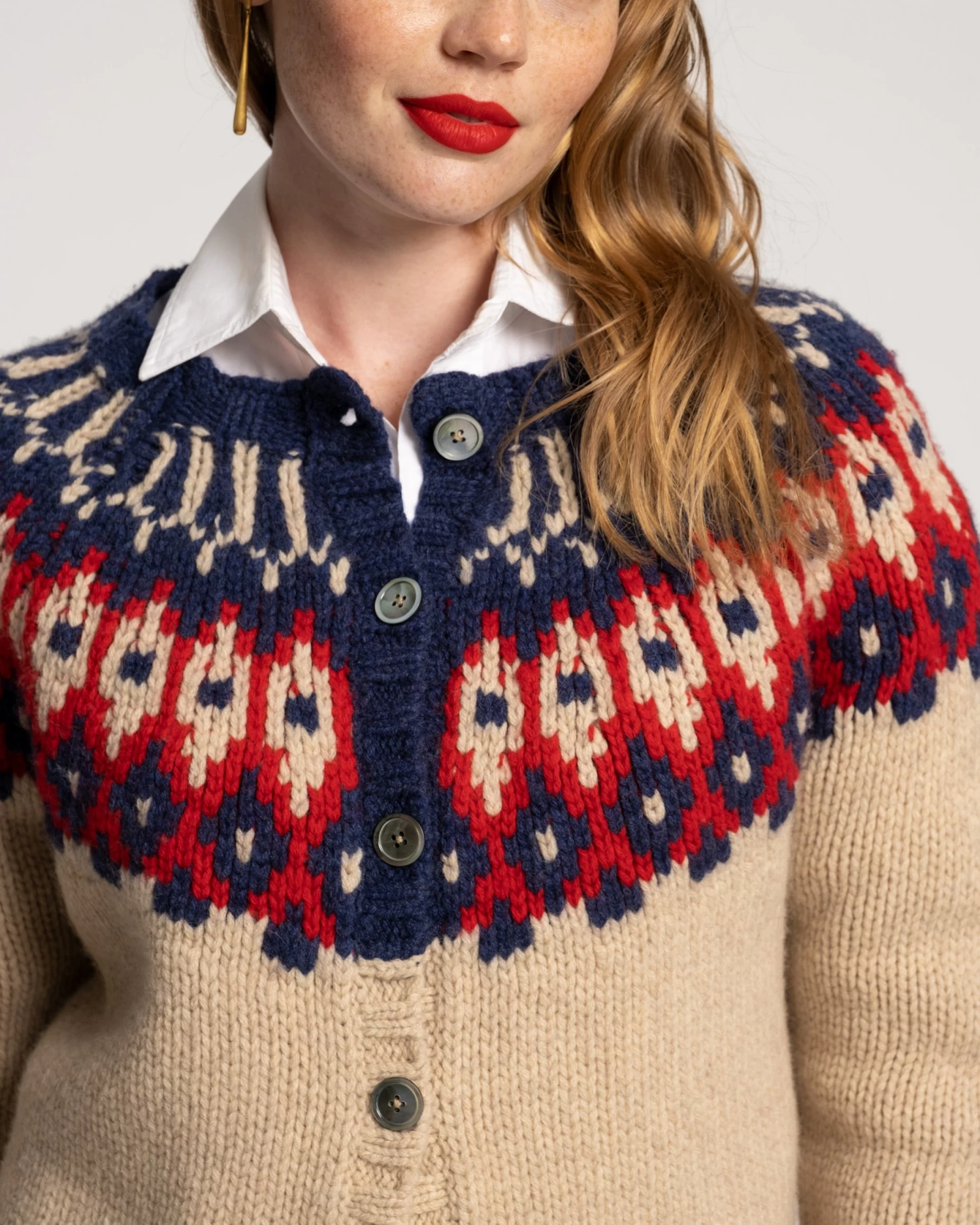Ella Fair Isle Cardigan Navy Red 4 Ella Fair Isle Cardigan Navy Red - Image 2