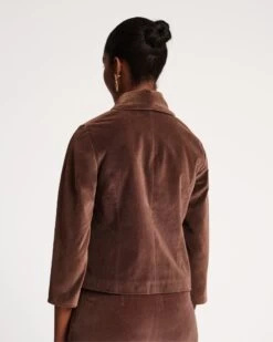 Finley Stretch Velvet Blazer Chocolate -Clothing Store FINLEY CHOC 03