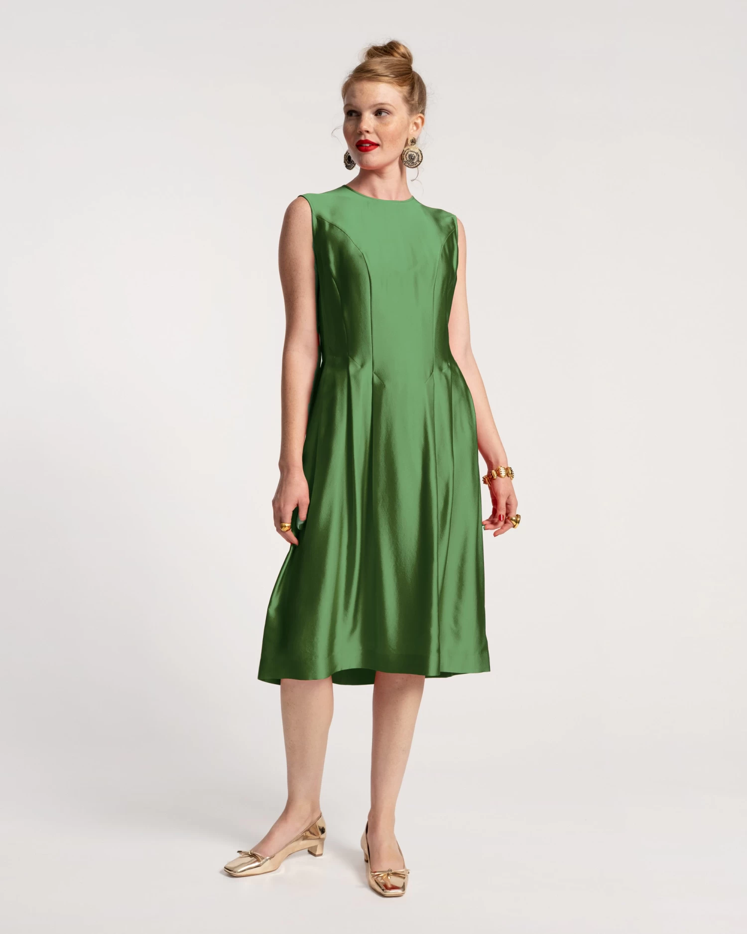 Florencia Dress Silk Emerald 6 Florencia Dress Silk Emerald - Image 4