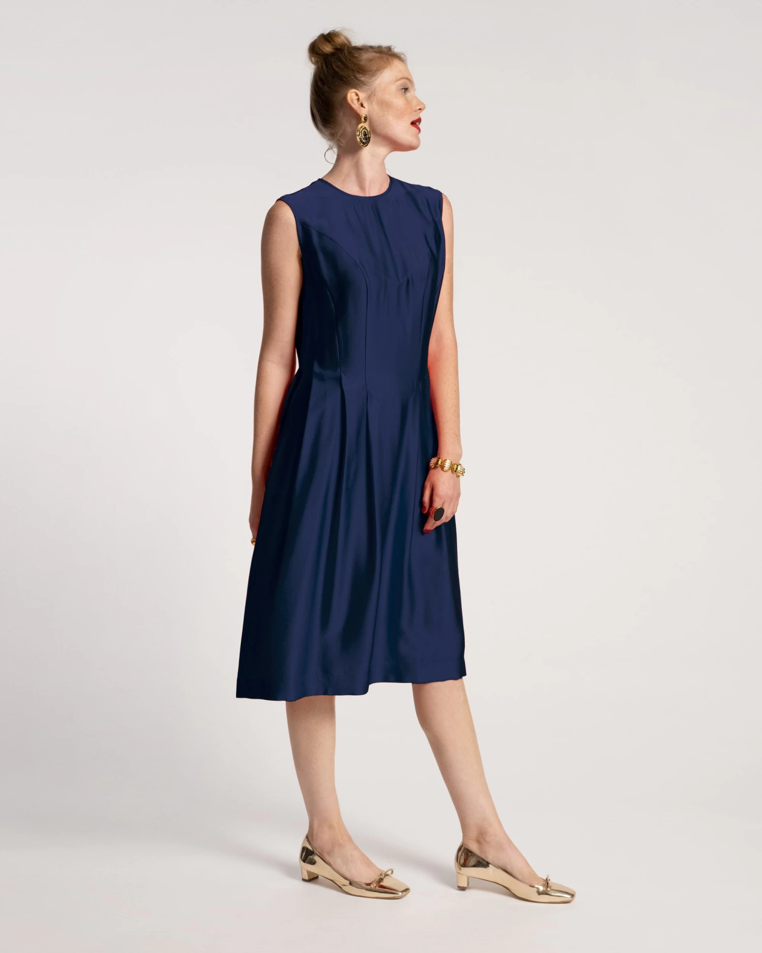 Florencia Dress Silk Navy 6 Florencia Dress Silk Navy - Image 4