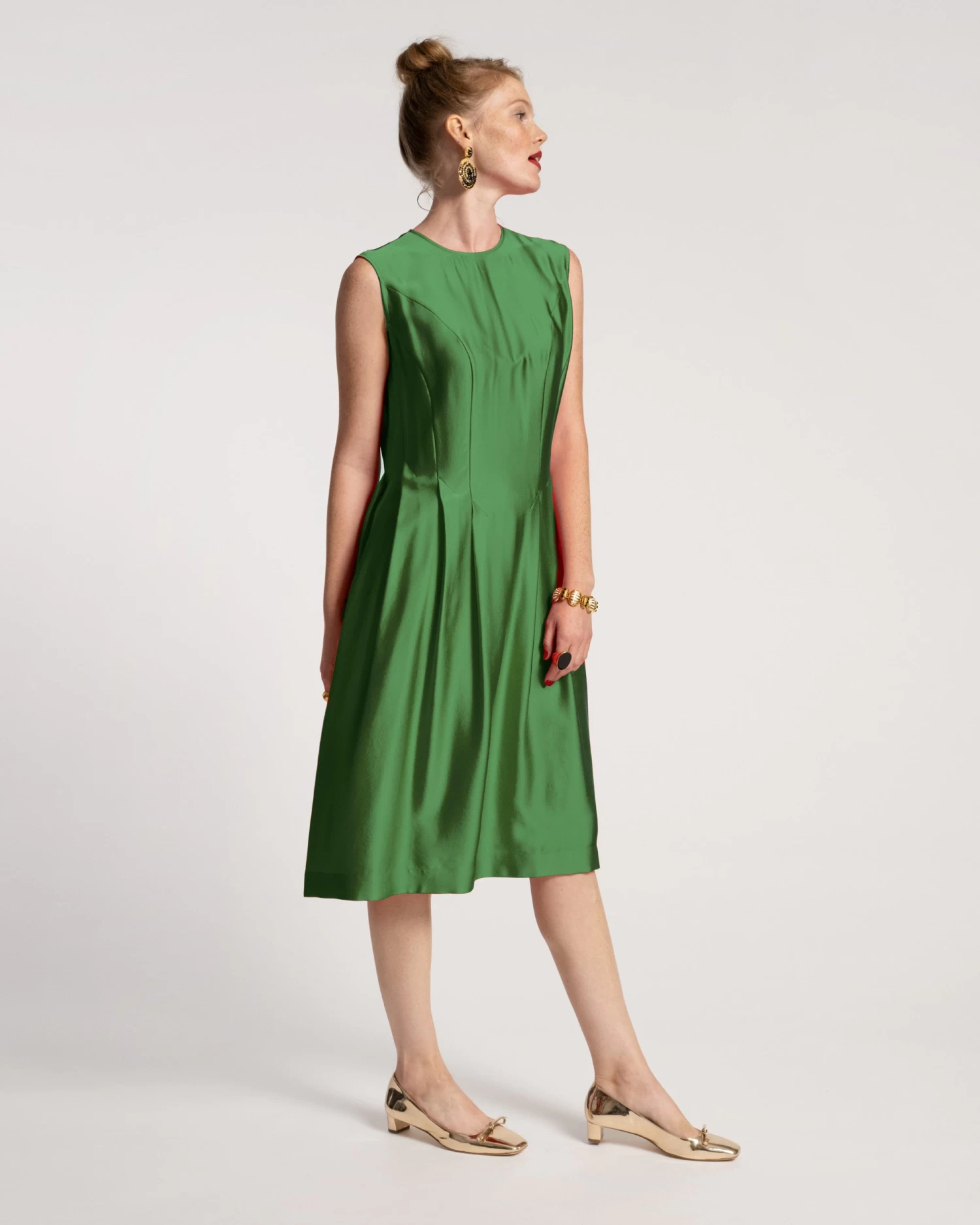 Florencia Dress Silk Emerald 5 Florencia Dress Silk Emerald - Image 3