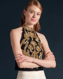 Goddess Top Navy Gold -Clothing Store GODDESS TOP NAVY 01