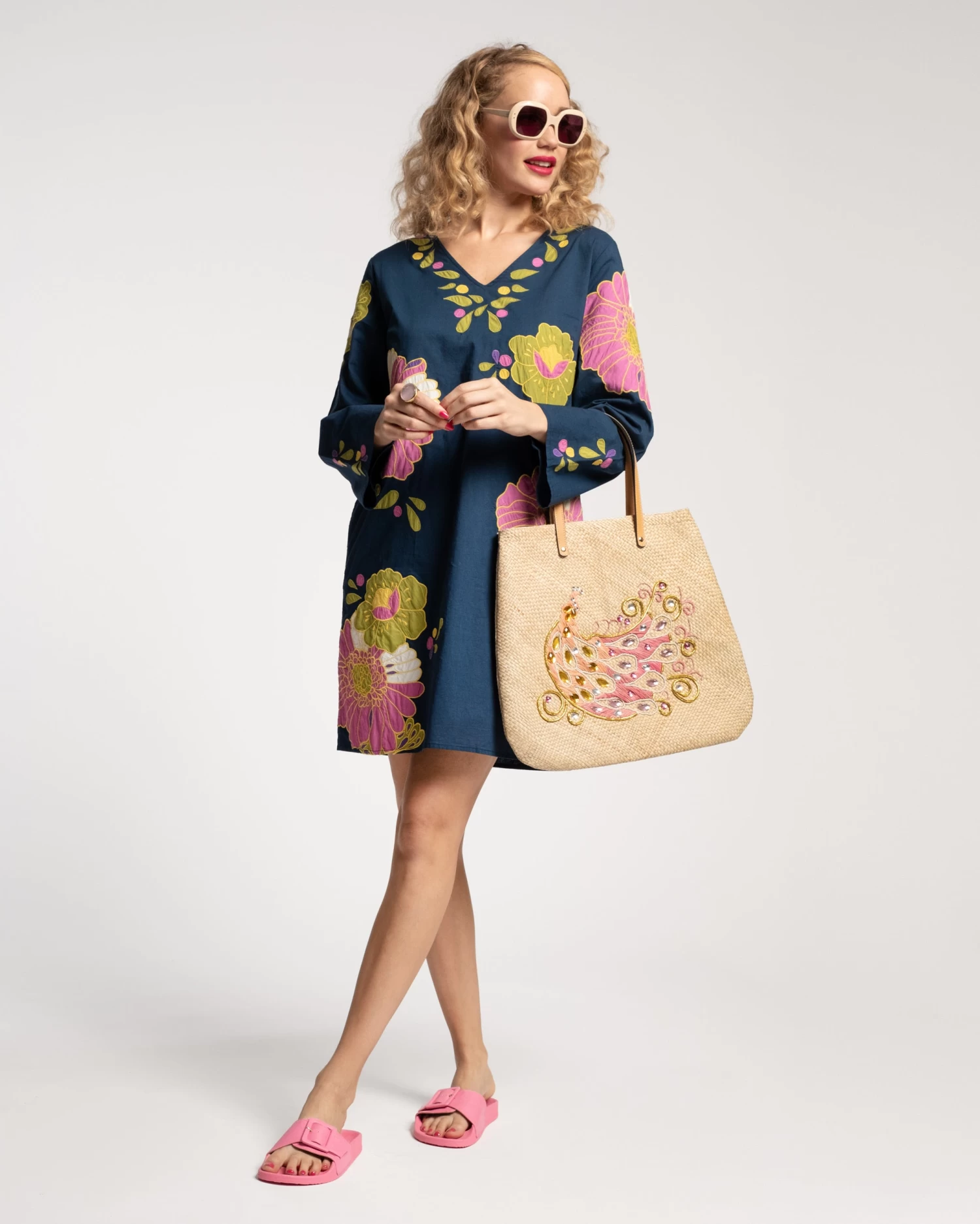 Harper Embroidered Peacock Tote 4 Harper Embroidered Peacock Tote - Image 2