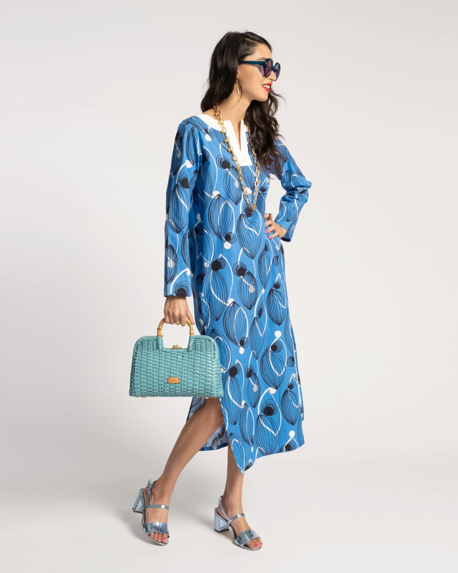 Kitt Caftan Aquarius Print Blue Multi 6 Kitt Caftan Aquarius Print Blue Multi - Image 4